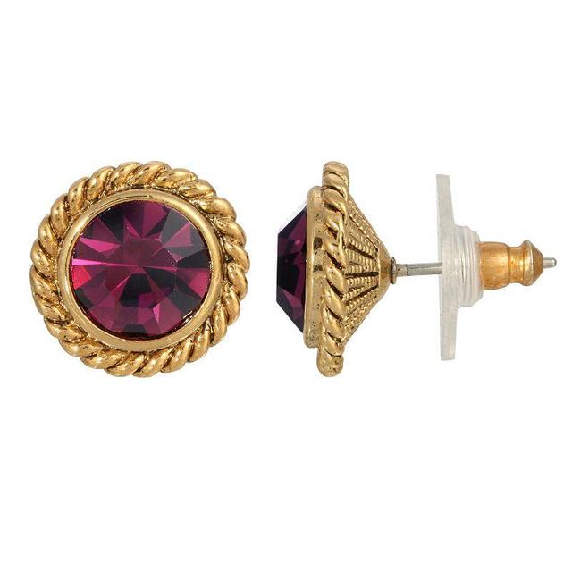 1928 Gold Tone Round Stud Earrings, Womens, Purple Product Image