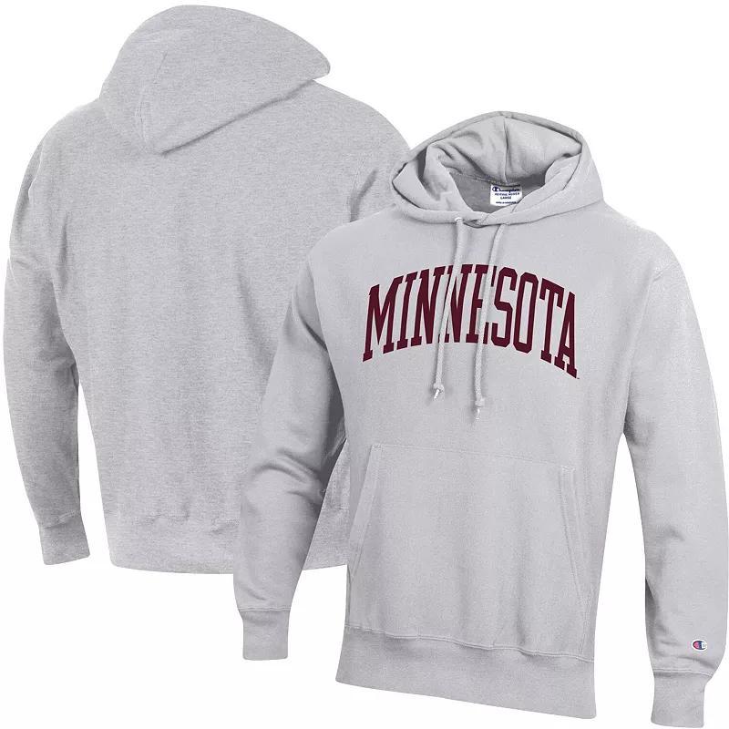 Mens Champion Heathered Gray Minnesota Golden Gophers Team Arch Reverse Weave Pullover Hoodie Product Image