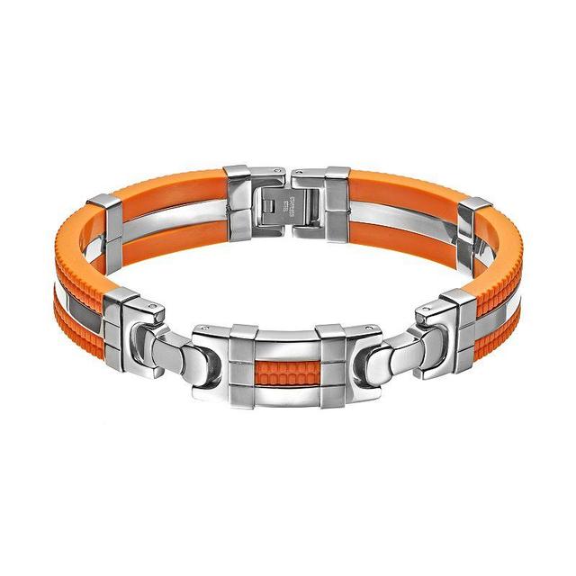 Stainless Steel and Rubber Bracelet - Men, Mens Orange Product Image