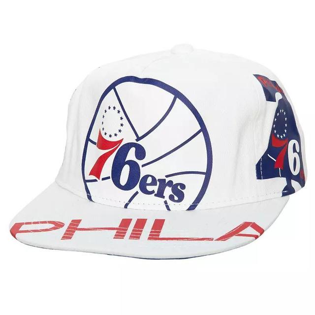 Mens Mitchell & Ness  White Philadelphia 76ers Hardwood Classics In Your Face Deadstock Snapback Hat Product Image