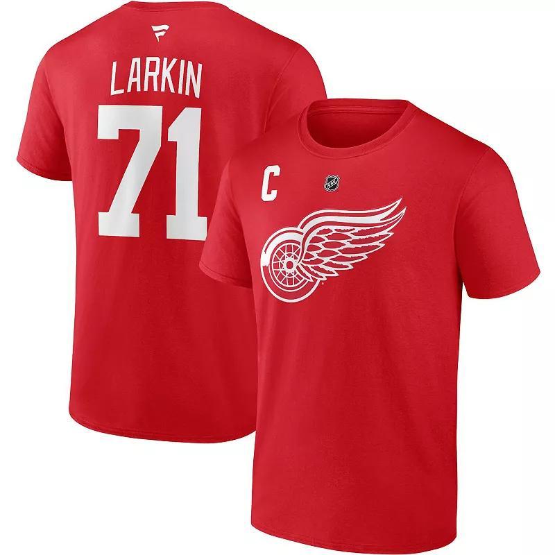 Mens Fanatics Branded Dylan Larkin Detroit Wings Authentic Stack Captain Name & Number T-Shirt Product Image