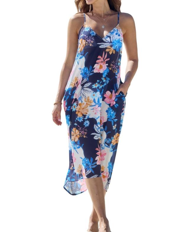 Cupshe Womens Floral V-neck Midi Cover Up Beach Dress Product Image