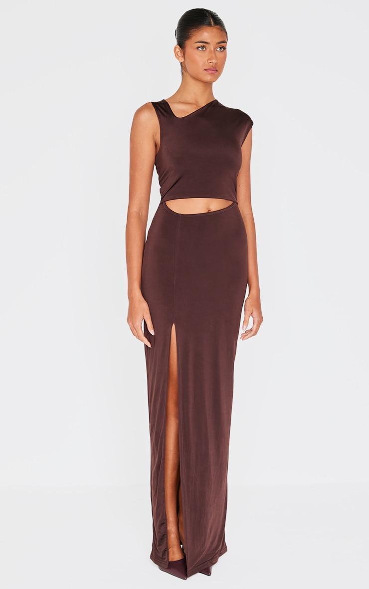  Chocolate Soft Touch Cut Out Maxi Dress Product Image