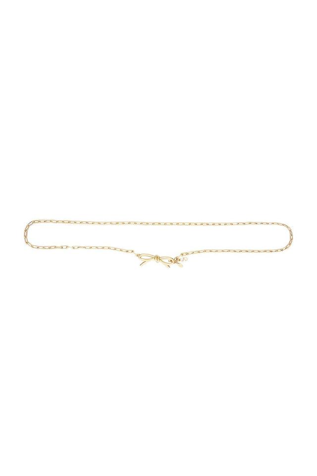 Valentino Garavani Metal Chain Bow Belt Metallic Gold. (also in L, S). Product Image