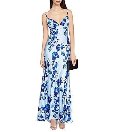 Womens Floral Satin Slip Gown Product Image