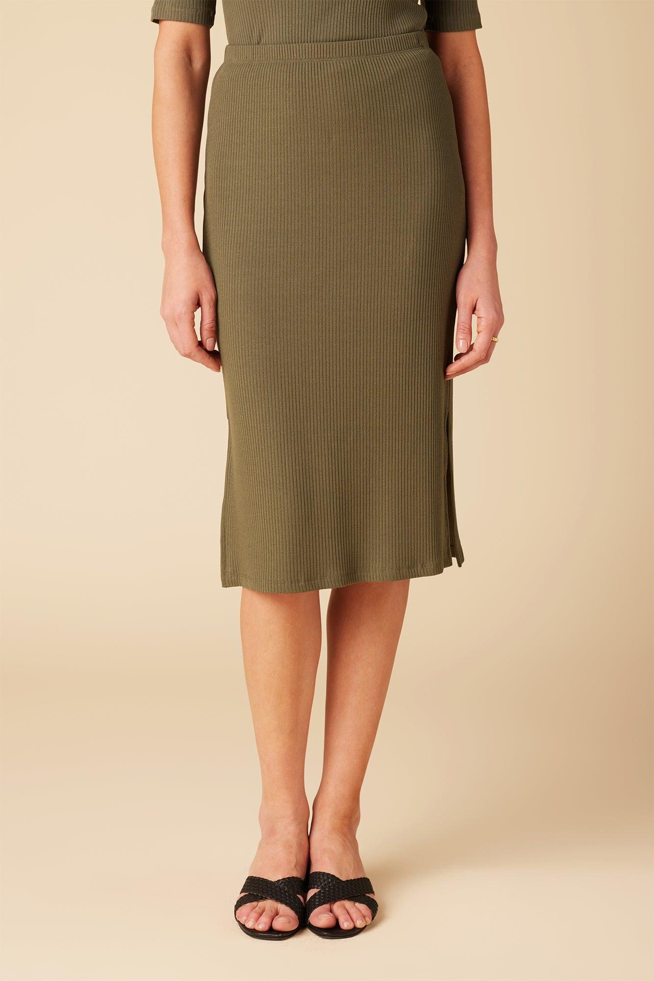 Vindy Paris Rib Skirt - Calla Green Product Image