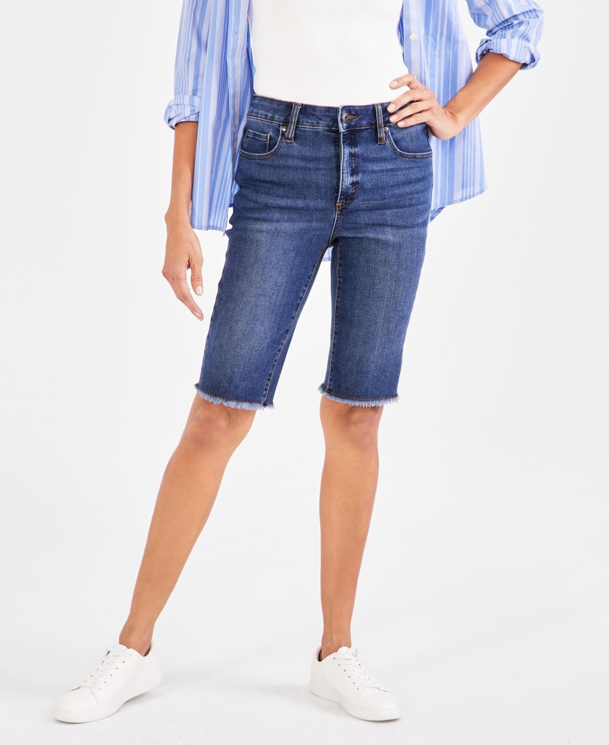 Style & Co Womens Mid-Rise Raw-Edge Bermuda Jean Shorts, Created for Macys Product Image