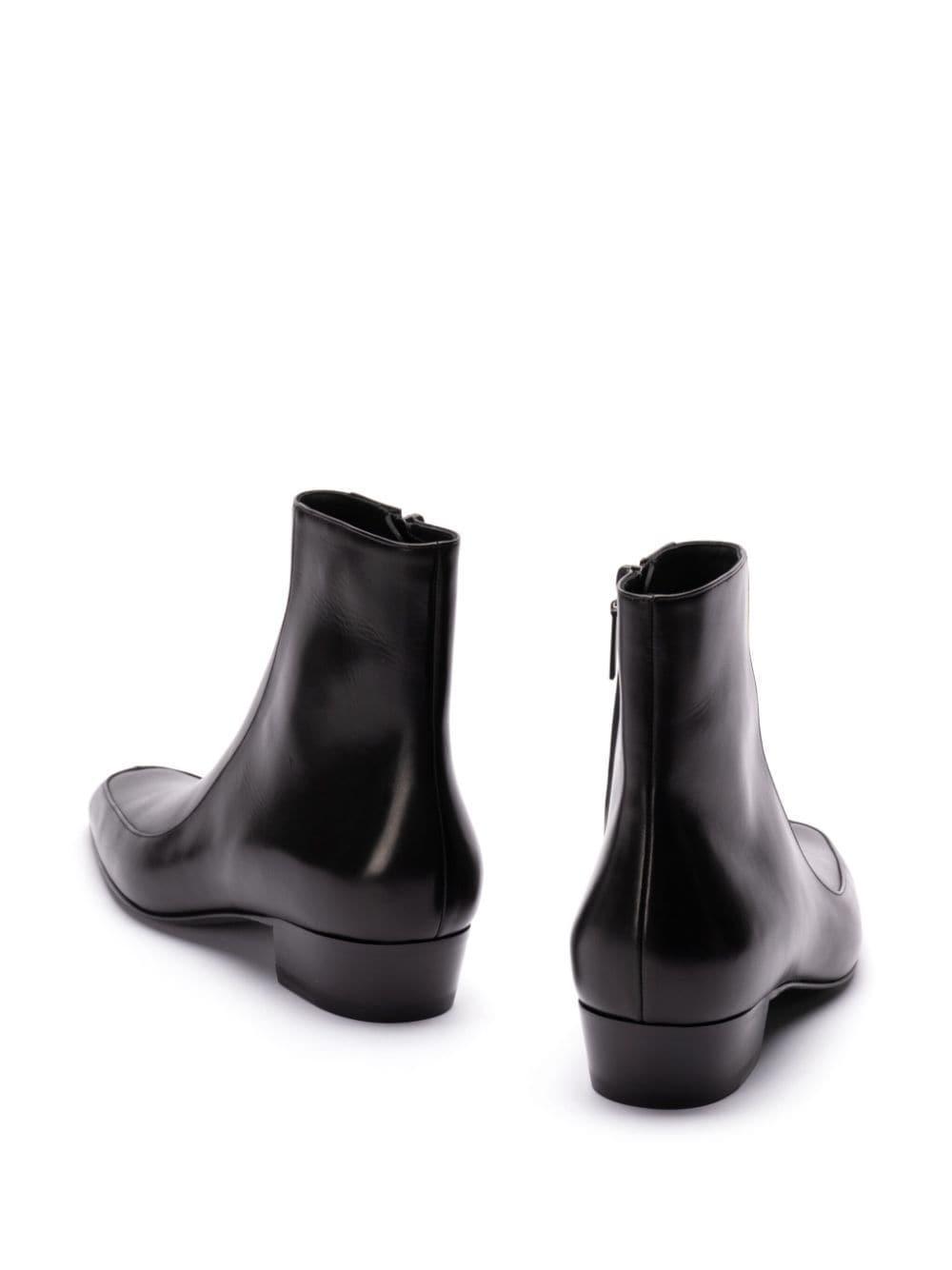 SAINT LAURENT High Top Square Toe Block Heel Ankle Boots In Black   Product Image