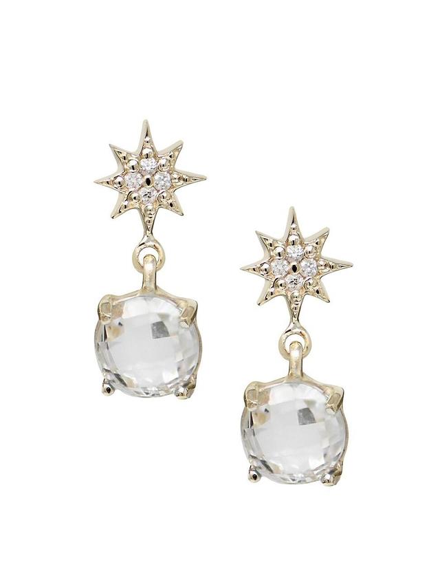 Womens Aztec North Star 14K Yellow Gold, Clear Topaz & 0.04 TCW Diamond Drop Earrings Product Image