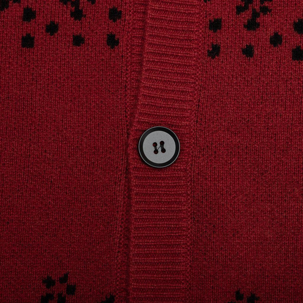 Bandana Knit Cardigan - Red/Black Male Product Image