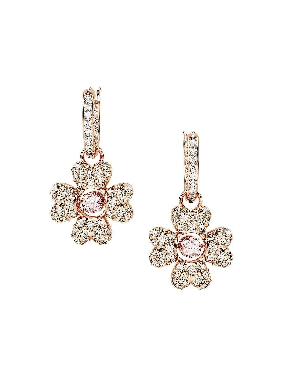 Womens Idyllia Rose Goldtone & Crystal Clover Drop Earrings Product Image