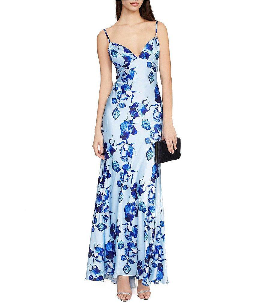 Mac Duggal Floral Print V-Neck Sleeveless Gown Product Image