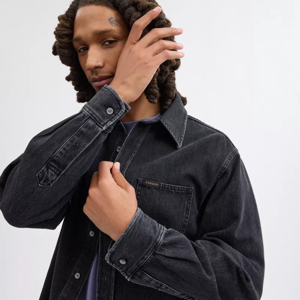 Black Denim Shirt In Organic Cotton Product Image