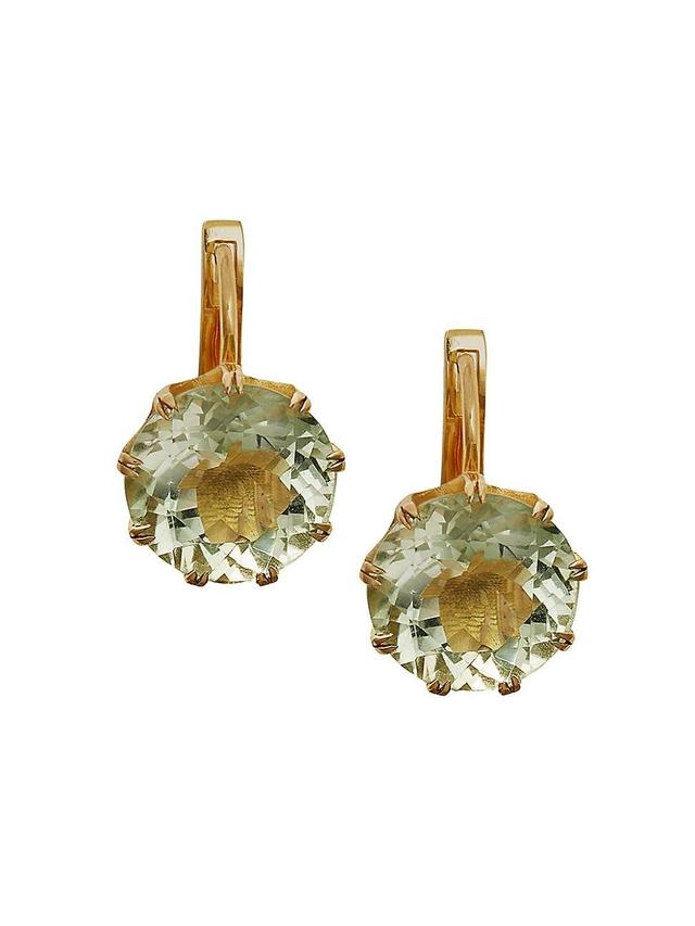 Womens Crown 18K Gold & Green Amethyst Drop Earrings Product Image