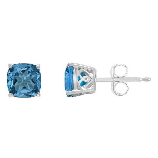 Alyson Layne 14k Gold Cushion London Blue Topaz Stud Earrings, Womens Product Image