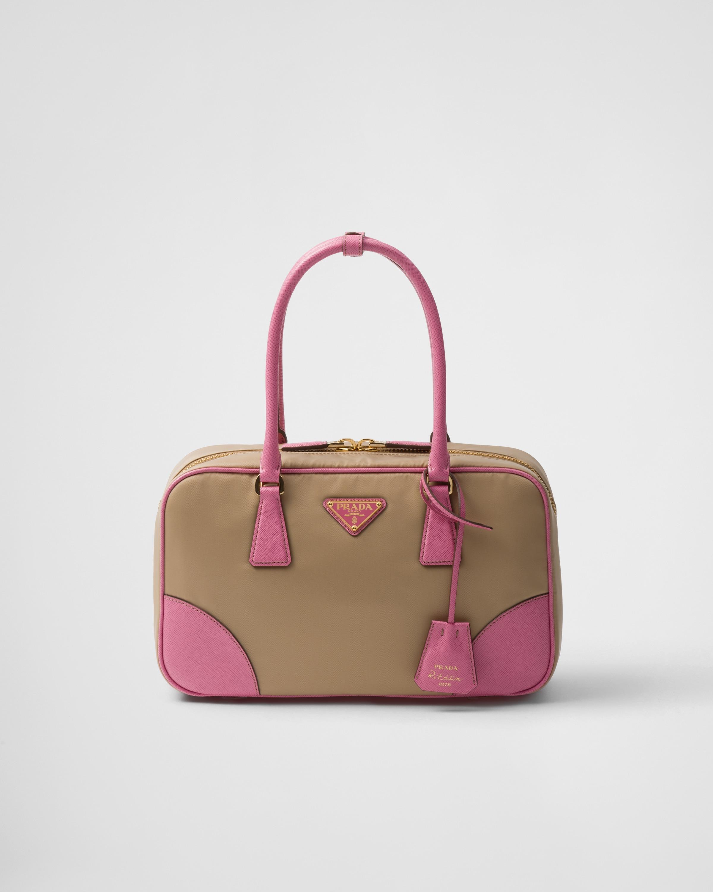 Re-edition 1978 Medium Re-nylon And Saffiano Leather Two-handle Bag In Multicolor Product Image