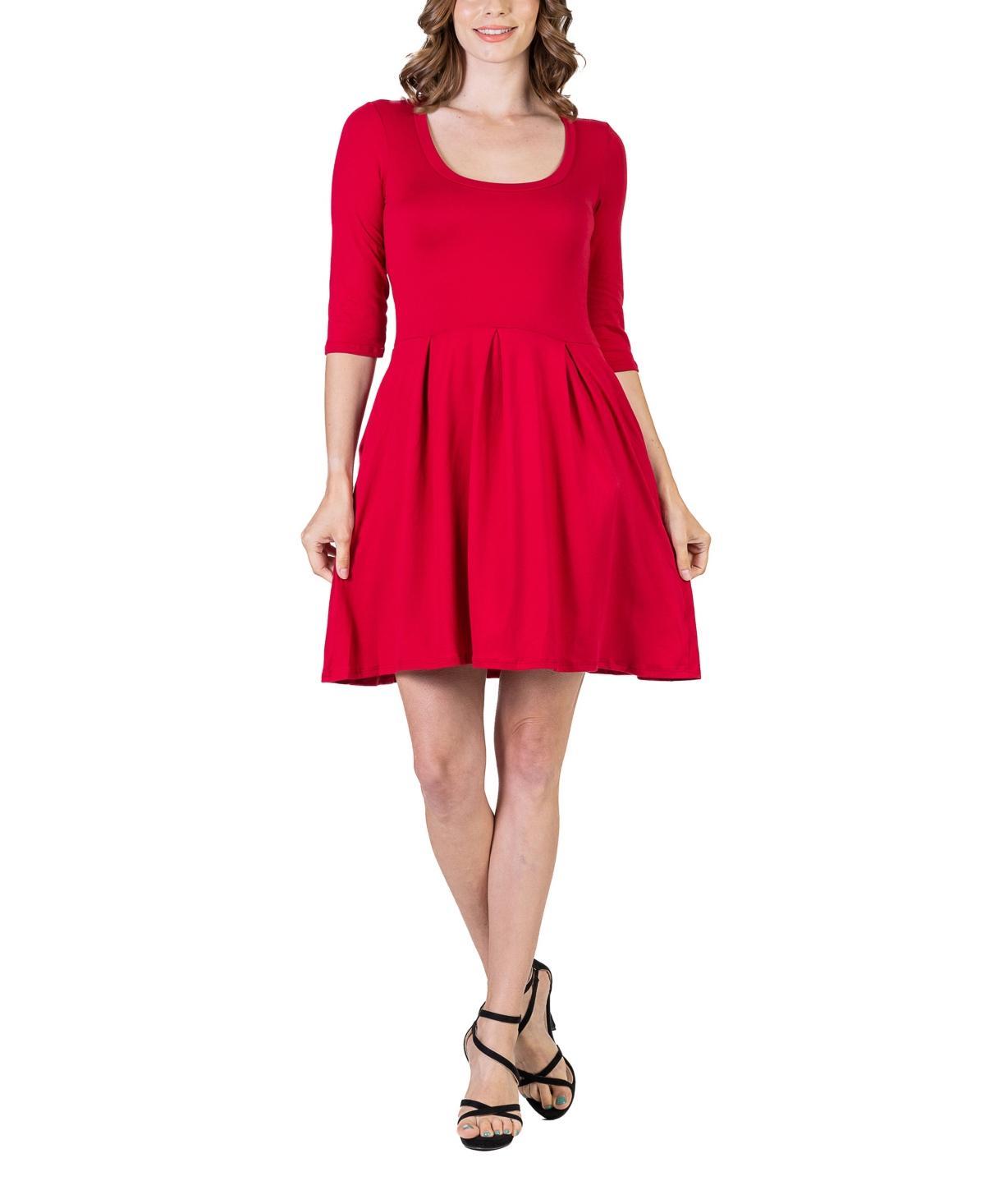 24seven Comfort Apparel Womens Three Quarter Sleeve Mini Dress Product Image