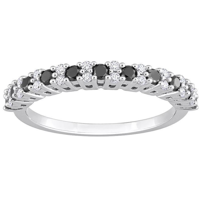 Stella Grace 14k White Gold 1/2 Carat T.W. Black & White Diamond Anniversary Band Ring, Womens Product Image