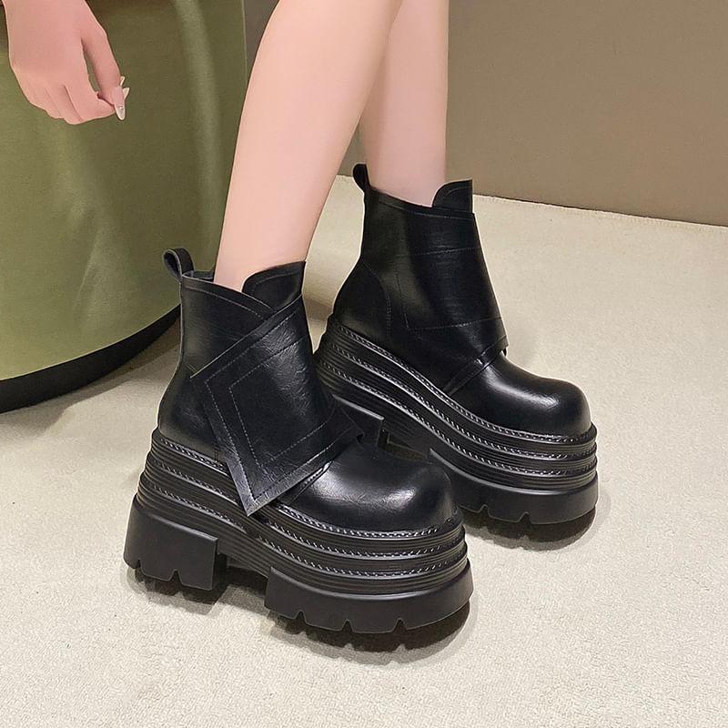 Faux Leather Platform Short Boots product image