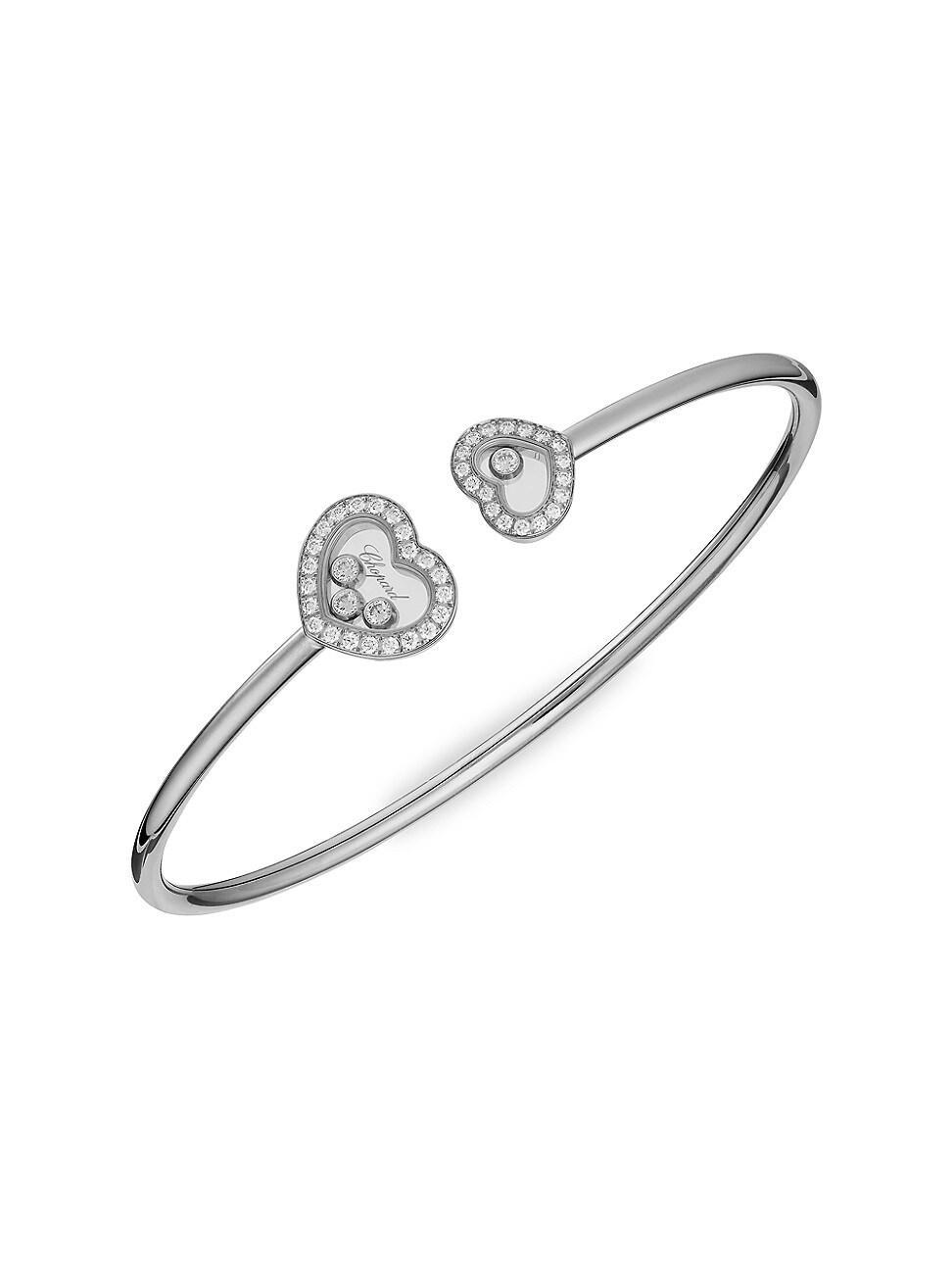 Womens Happy Hearts 18K White Gold & Diamond Bangle Product Image