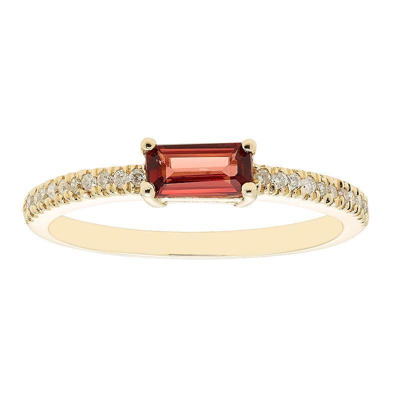 The Regal Collection 14k Gold 1/10 Carat T.W. Diamond & Garnet Ring, Womens Brown Product Image