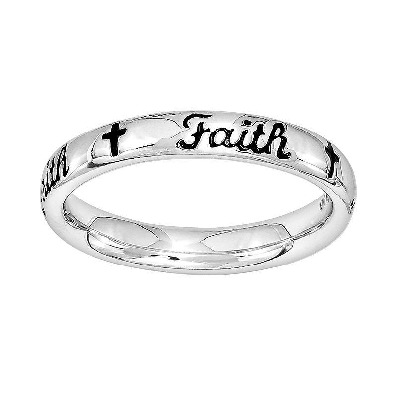 Simply Stacks Sterling Silver Faith Band Ring - Silver Product Image