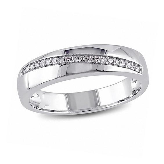 Men's 1/10 CT. T.w. Diamond Slant Band in Sterling Silver Product Image