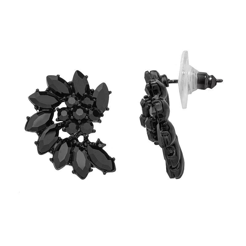 Emberly Hematite Edgy Swirl Stud Earrings, Womens, Black Product Image