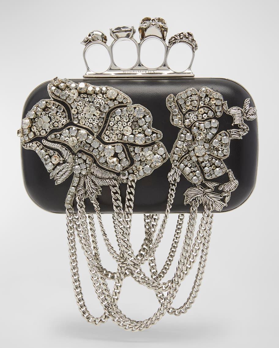 Skull Crystal-Embellished Fringe Clutch Bag Product Image