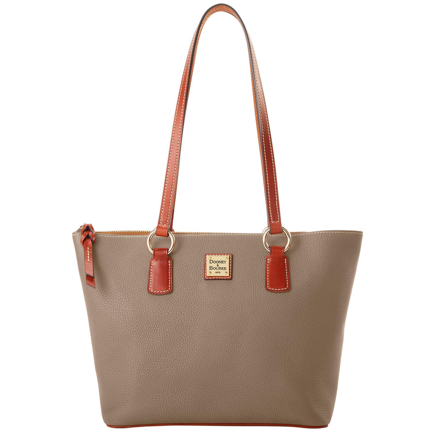 Dooney & Bourke Womens Pebble Grain Small Wren Zip Leather Tote Shopping Bag in Taupe Product Image