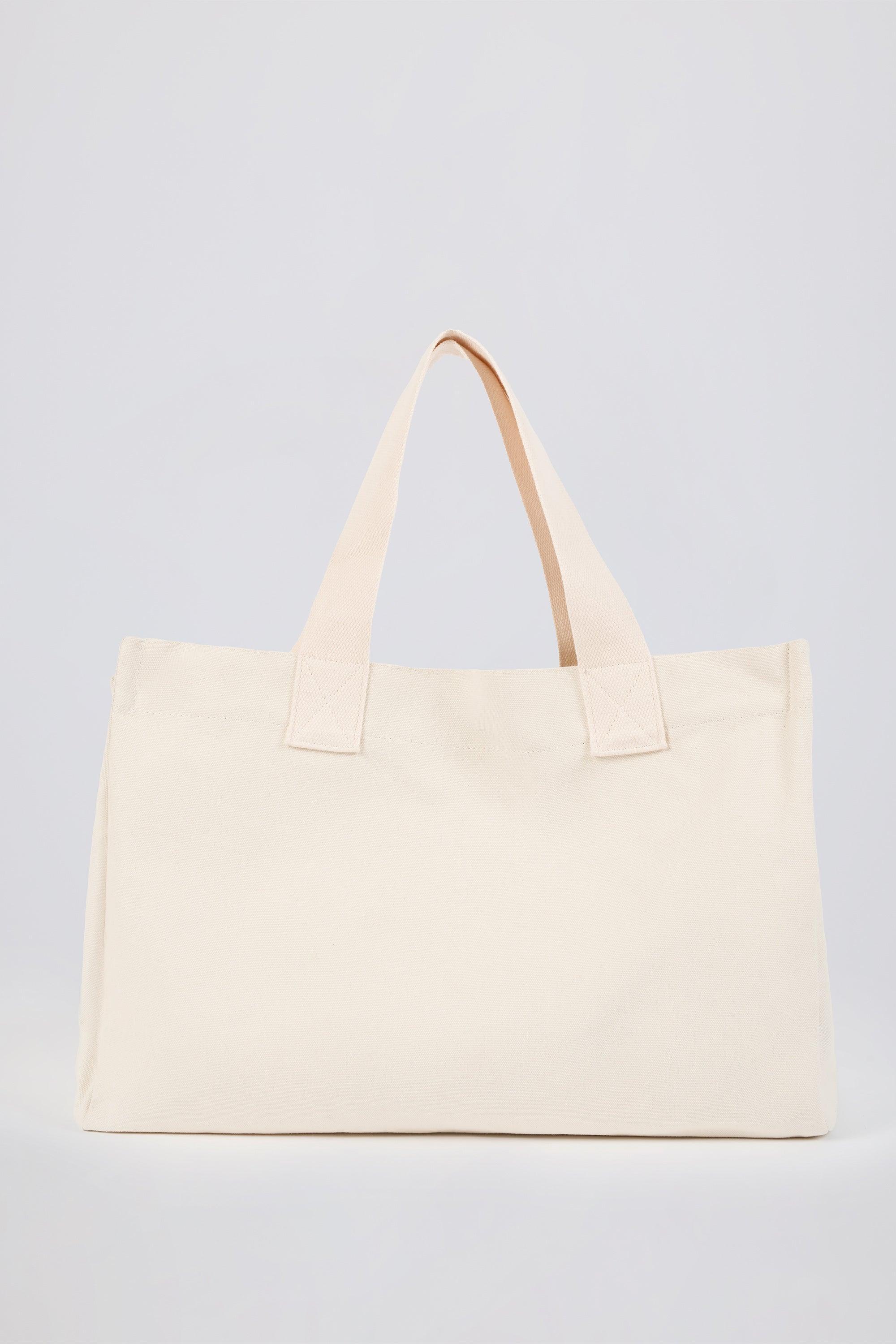 Oversized Canvas Tote Bag in Eggshell Product Image