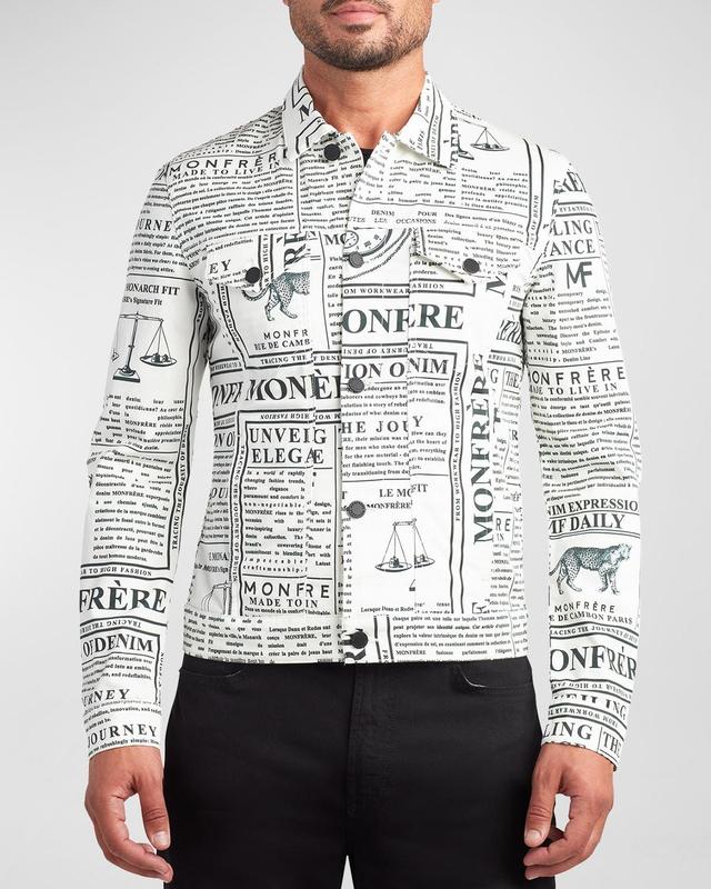 Mens Dean Logo Newspaper-Print Jacket Product Image