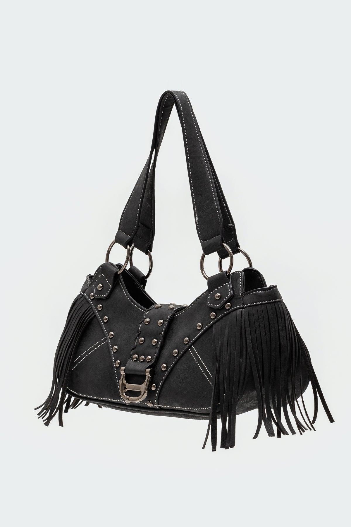 Shterna Fringed Faux Leather Sueded Bag Product Image