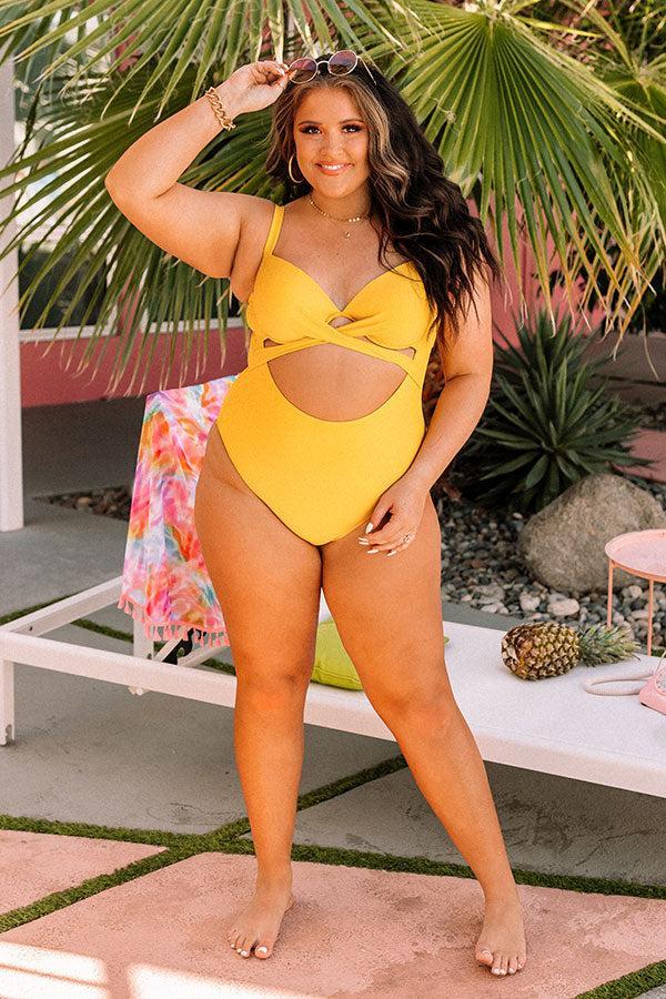 Coastal Cove One Piece Swimsuit in Yellow Curves Product Image