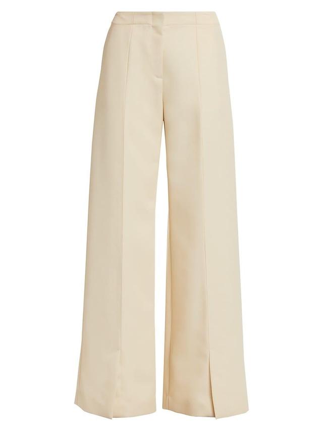 Womens Wool Twill Split-Hem Straight-Leg Pants Product Image