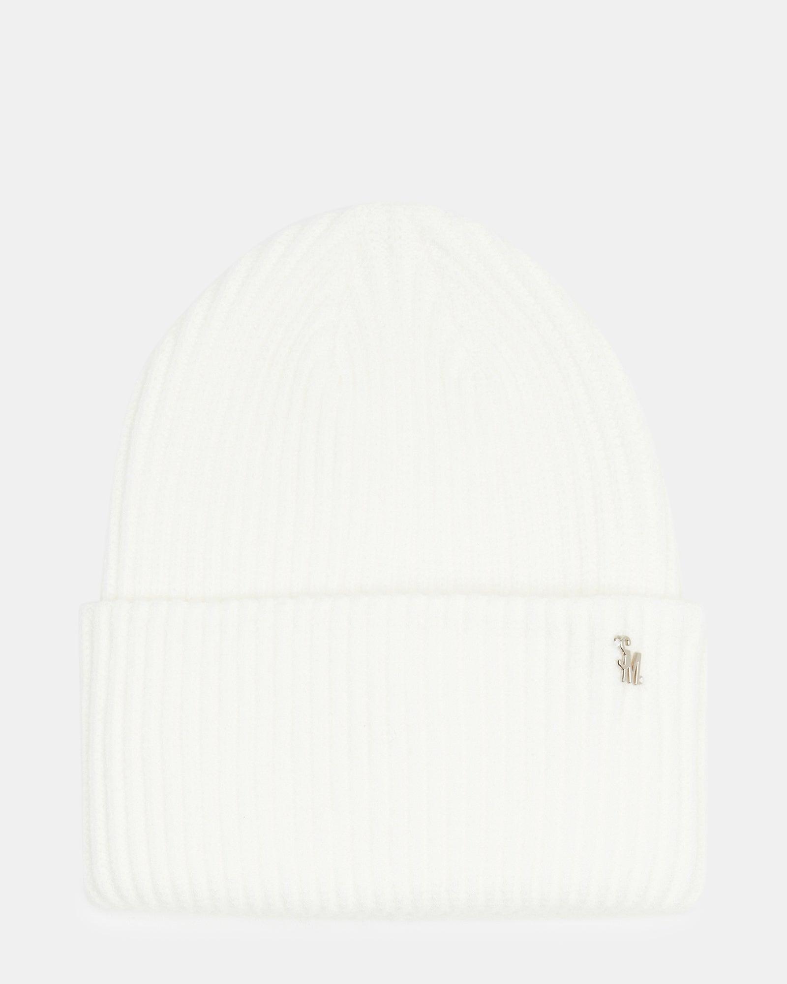 DOUBLE LAYER RIBBED KNIT BEANIE IVORY Female Product Image