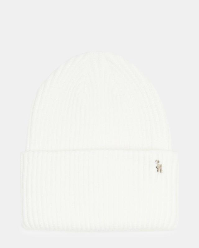 DOUBLE LAYER RIBBED KNIT BEANIE IVORY Female Product Image