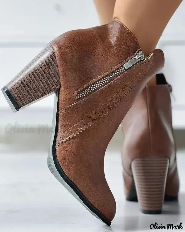 Olivia Mark – Chunky Side Zipper Martin Boots Product Image