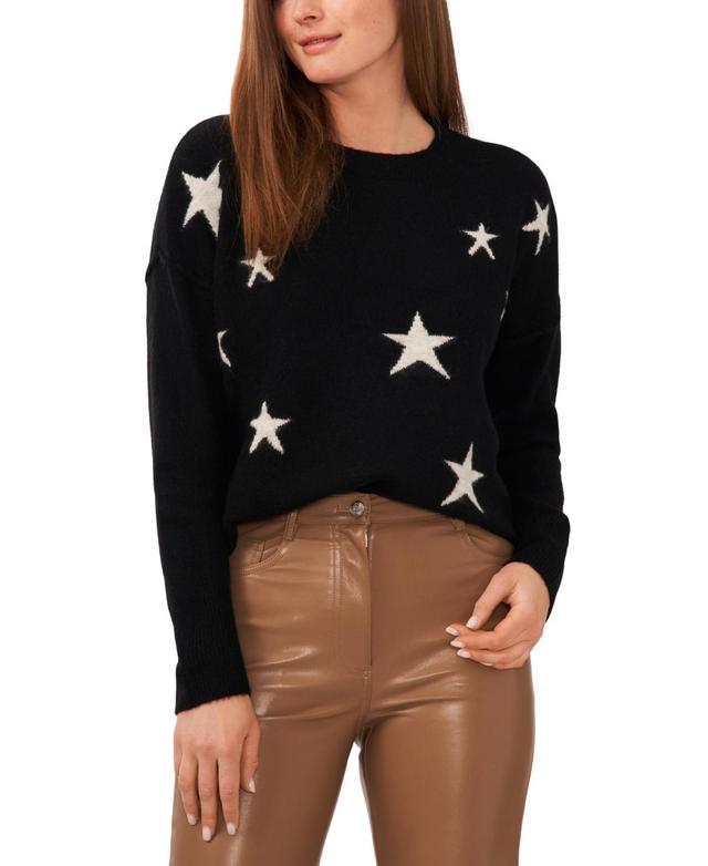 Vince Camuto Womens Star-Print Dropped-Shoulder Sweater Product Image