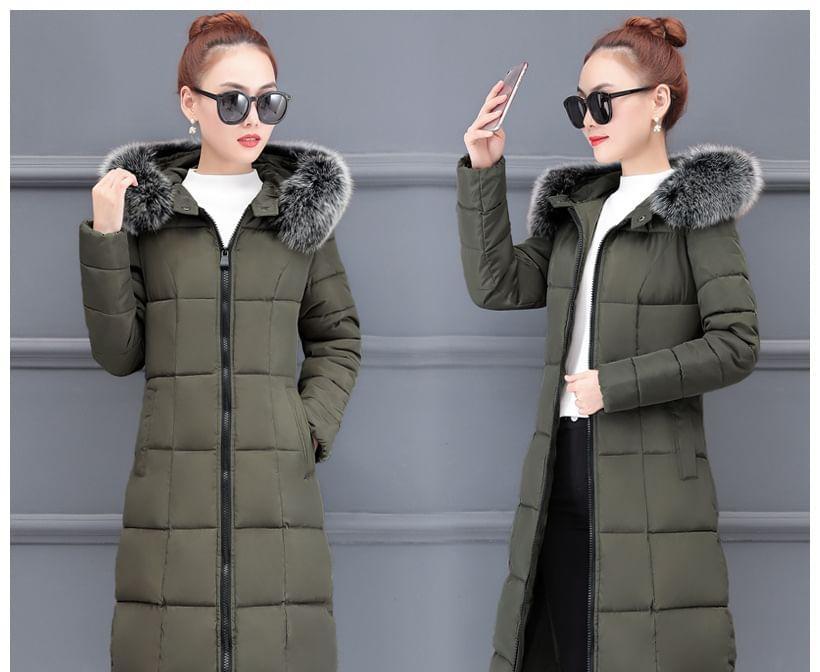 Fleece Lined Zip-Up Hooded Long Parka product image