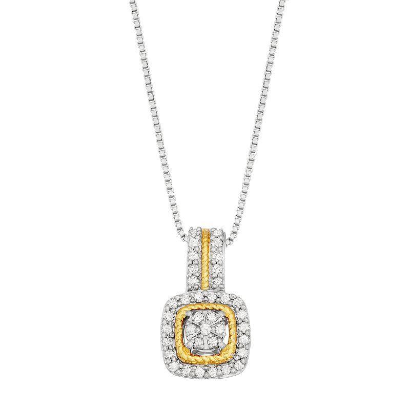 Sterling Silver 1/5 Carat T.W. Diamond Square Pendant, Womens Gold Tone Product Image