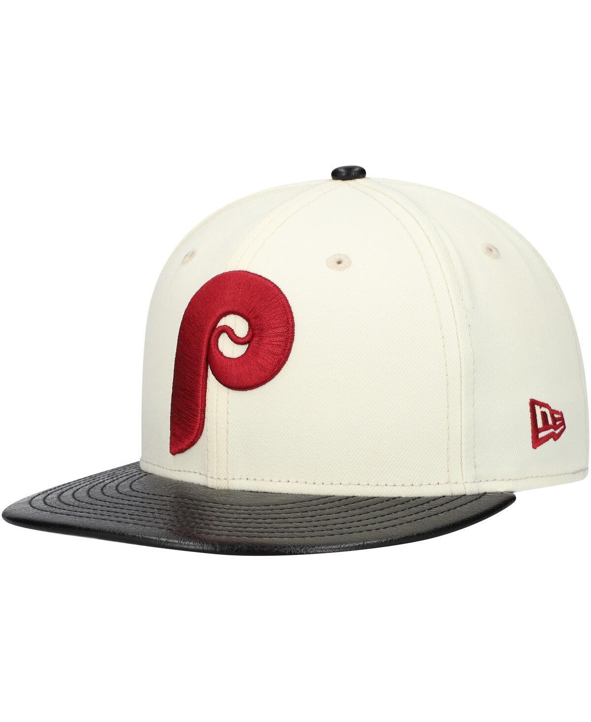 New Era Mens Cream Philadelphia Phillies Game Night Leather Visor 59FIFTY Fitted Hat Product Image