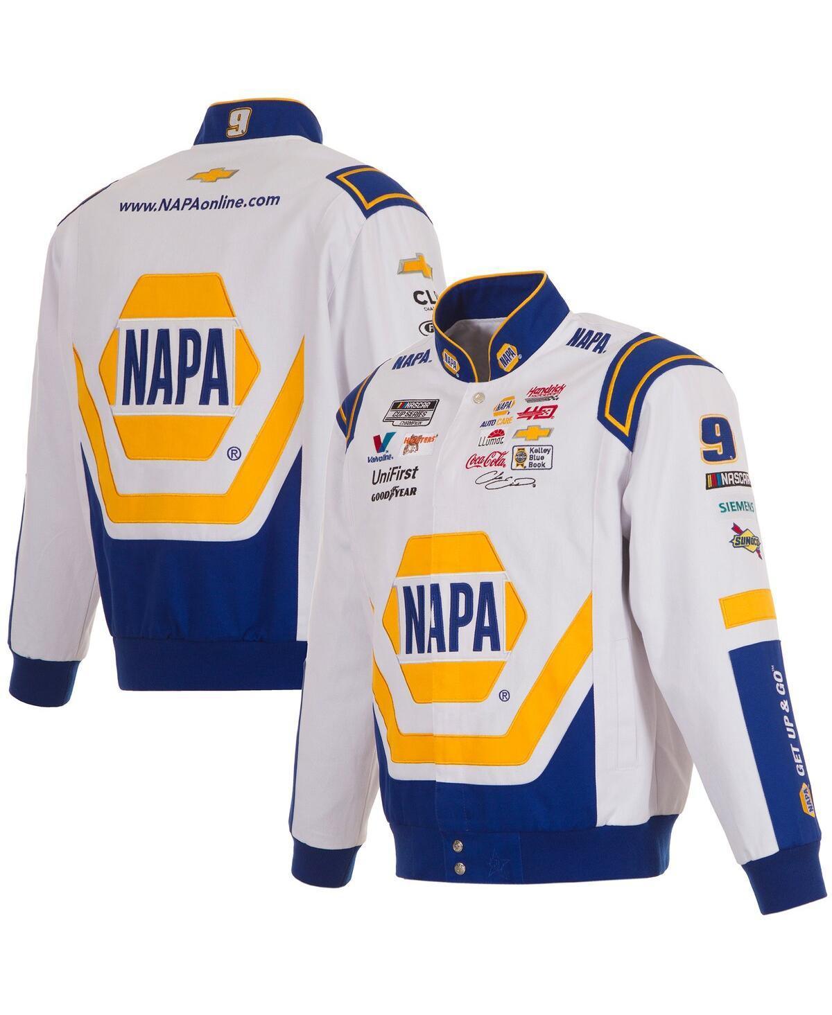 Jh Design Mens White Chase Elliott Napa Twill Driver Uniform Full-Snap Jacket - White Product Image