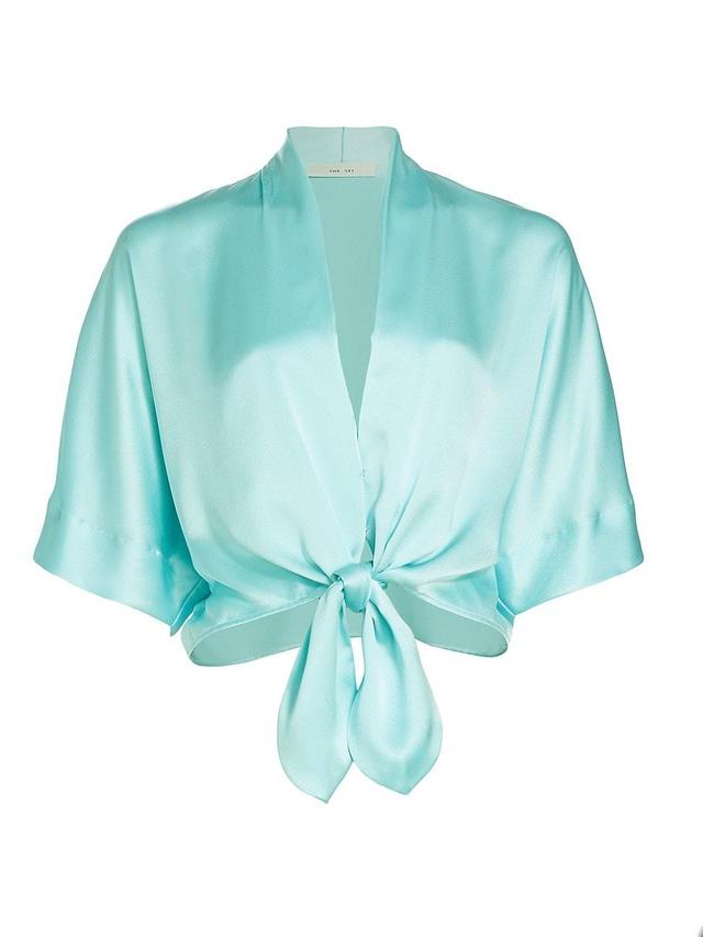 Womens Dolman Tie-Front Silk Blouse Product Image