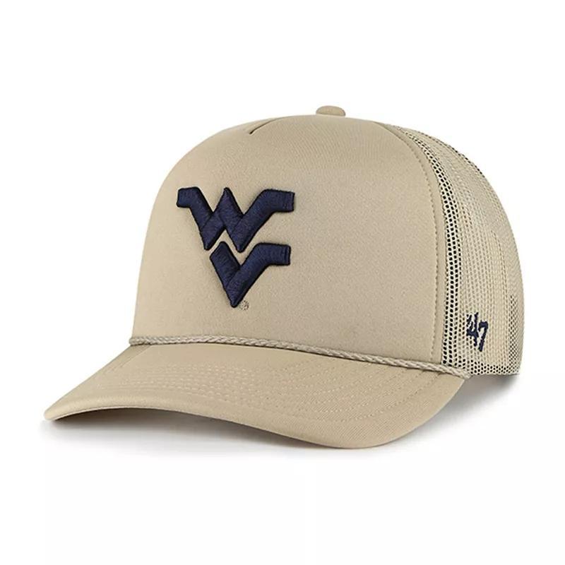 Mens 47 Khaki West Virginia Mountaineers Foam Front Mesh Trucker Snapback Hat Product Image