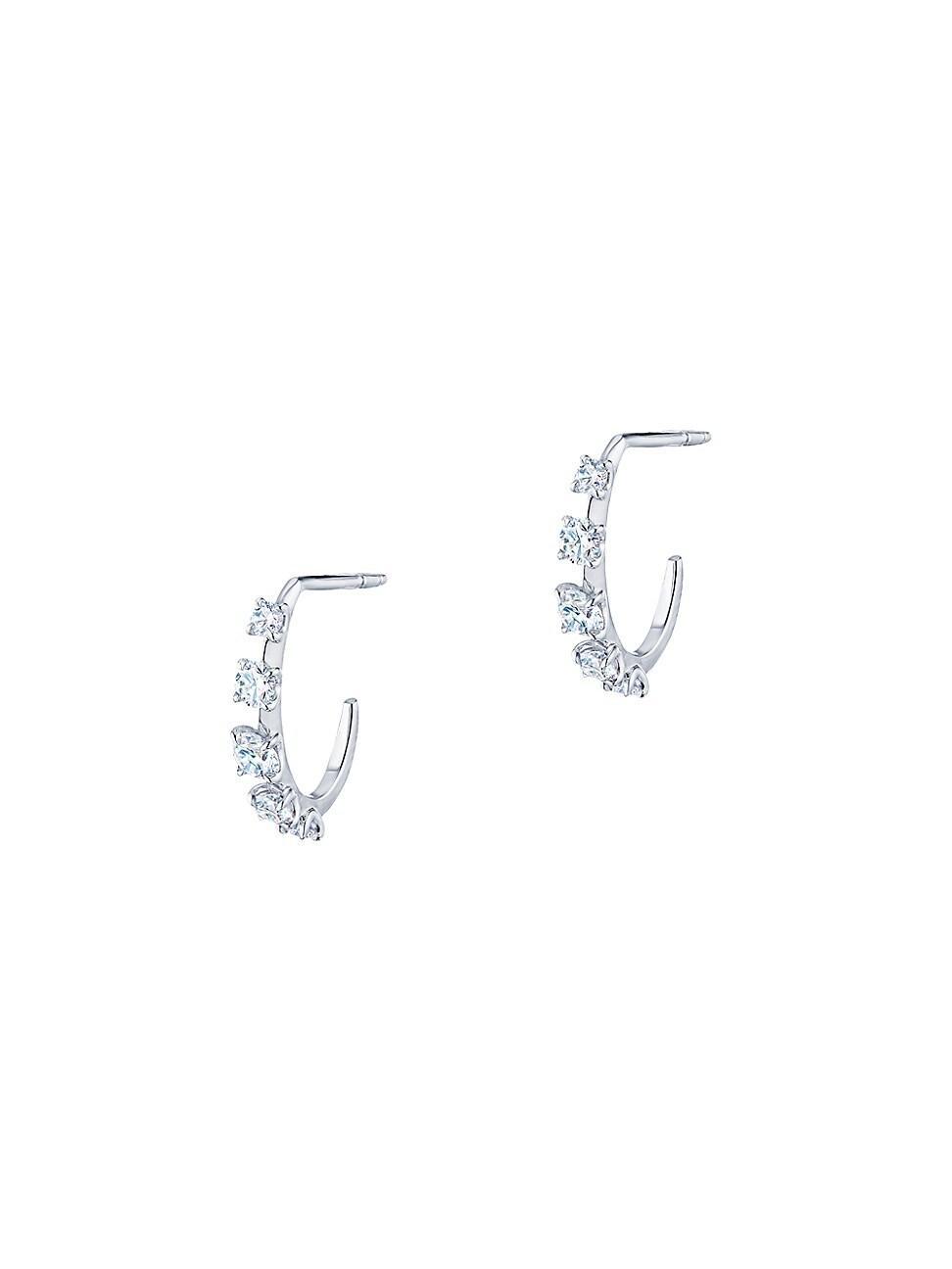 Womens Starry Night 18K White Gold & Diamond Petite Hoop Earrings Product Image