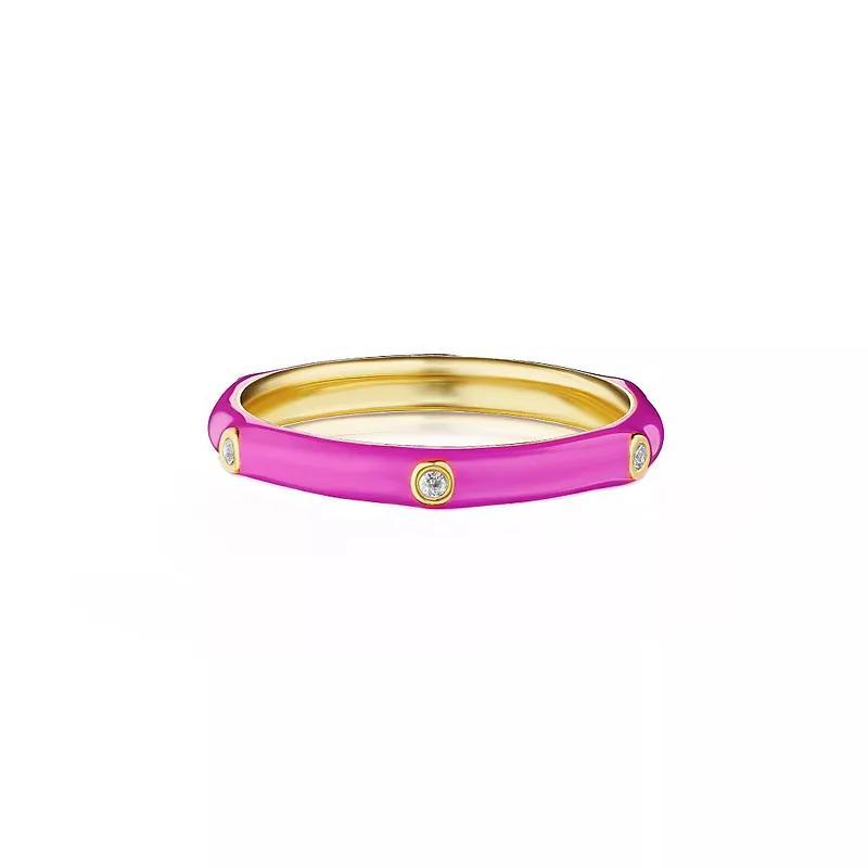 House of Frosted 14k Gold Over Silver Pink Enamel & Multi Topaz Ring, Womens Gold Tone Product Image