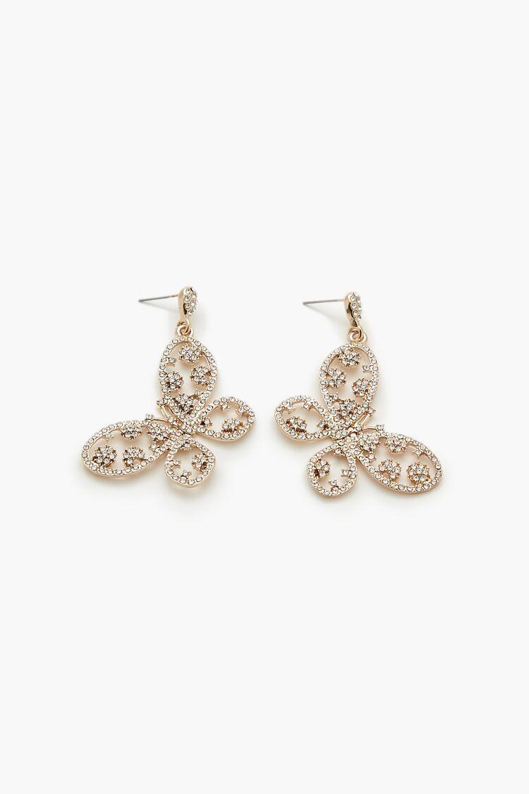 Rhinestone Butterfly Drop Earrings | Forever 21 Product Image