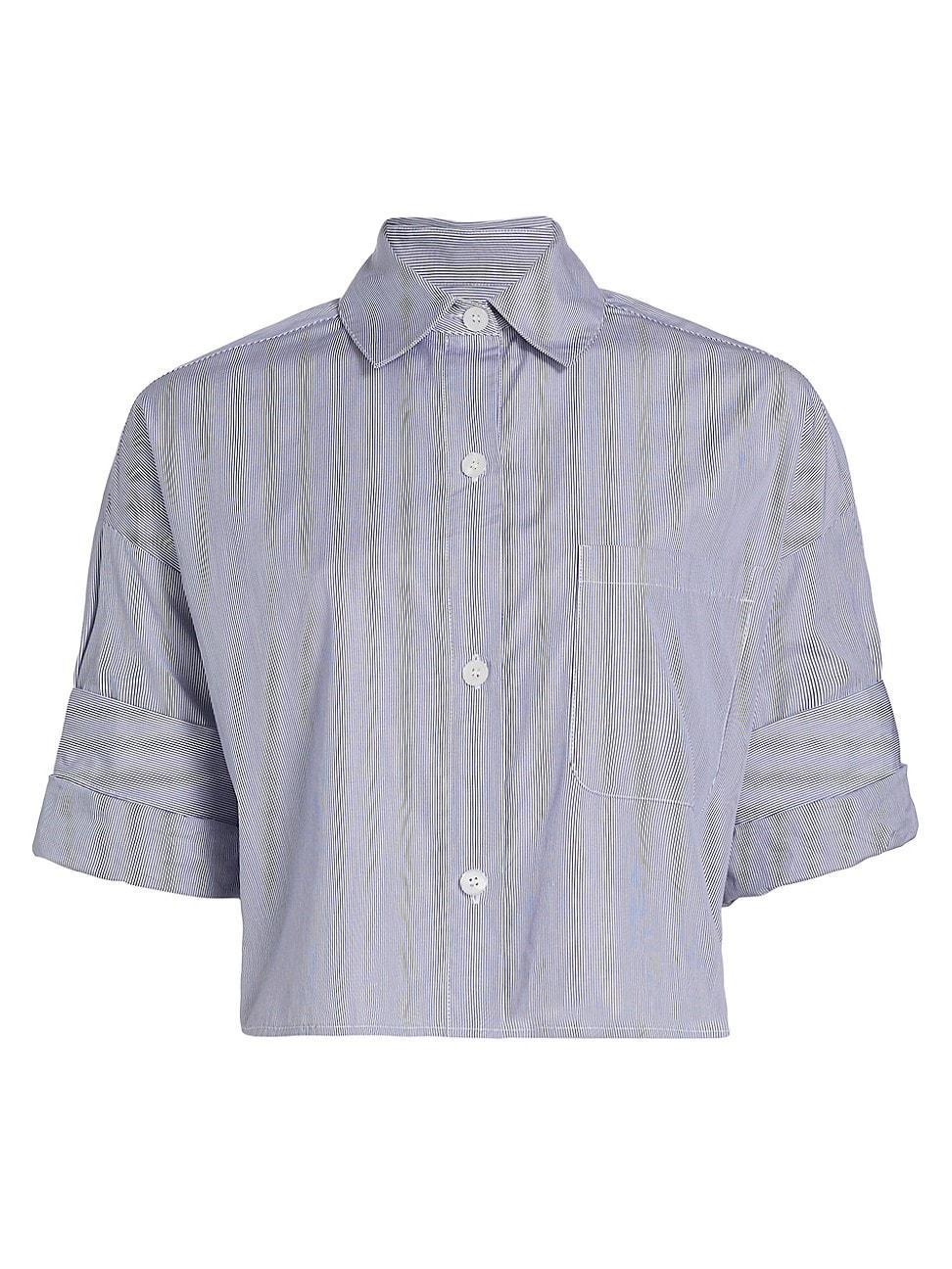 TWP Next Ex Stripe Crop Cotton Button-Up Shirt product image