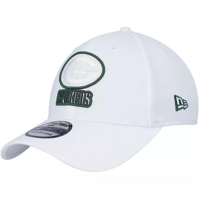 Mens New Era White Green Bay Packers Team White Out 39THIRTY Flex Hat Product Image